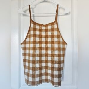 Madewell Knit Top Gingham sz L NWT